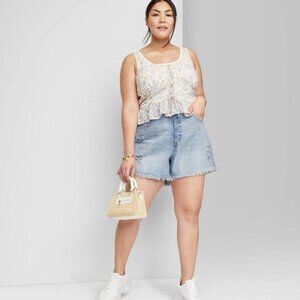 Women's High Rise Cutoff Midi Jean Shorts Wild Fable Medium Wash 20 / 4.5"inseam